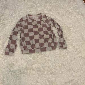 Checkerd pink and white long sleeve shirt